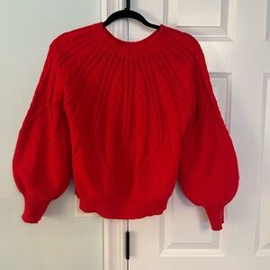 Elegant Red Women's Crew Neck Sweater